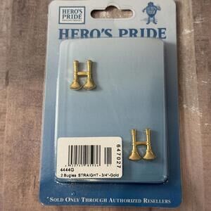 Heros Pride Pair of Captain 2 Parallel Bugles GOLD 3/4" 2 Post Clutch Back 4444G